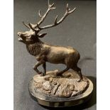 After Mene, a hot wax bronze, Stag on Rocks, 23.5cm high