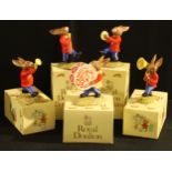 A Royal Doulton Bunnykins marching Oompah Band, Golden Jubilee, celebrating 50 years, Drummer,