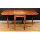 A mahogany Pembroke dining table, rounded rectangular top with moulded edge and fall leaves,