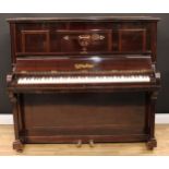 An early 20th century upright piano, by Walter Jones, Derby, 126cm high, 143.5cm wide, 59.5cm deep