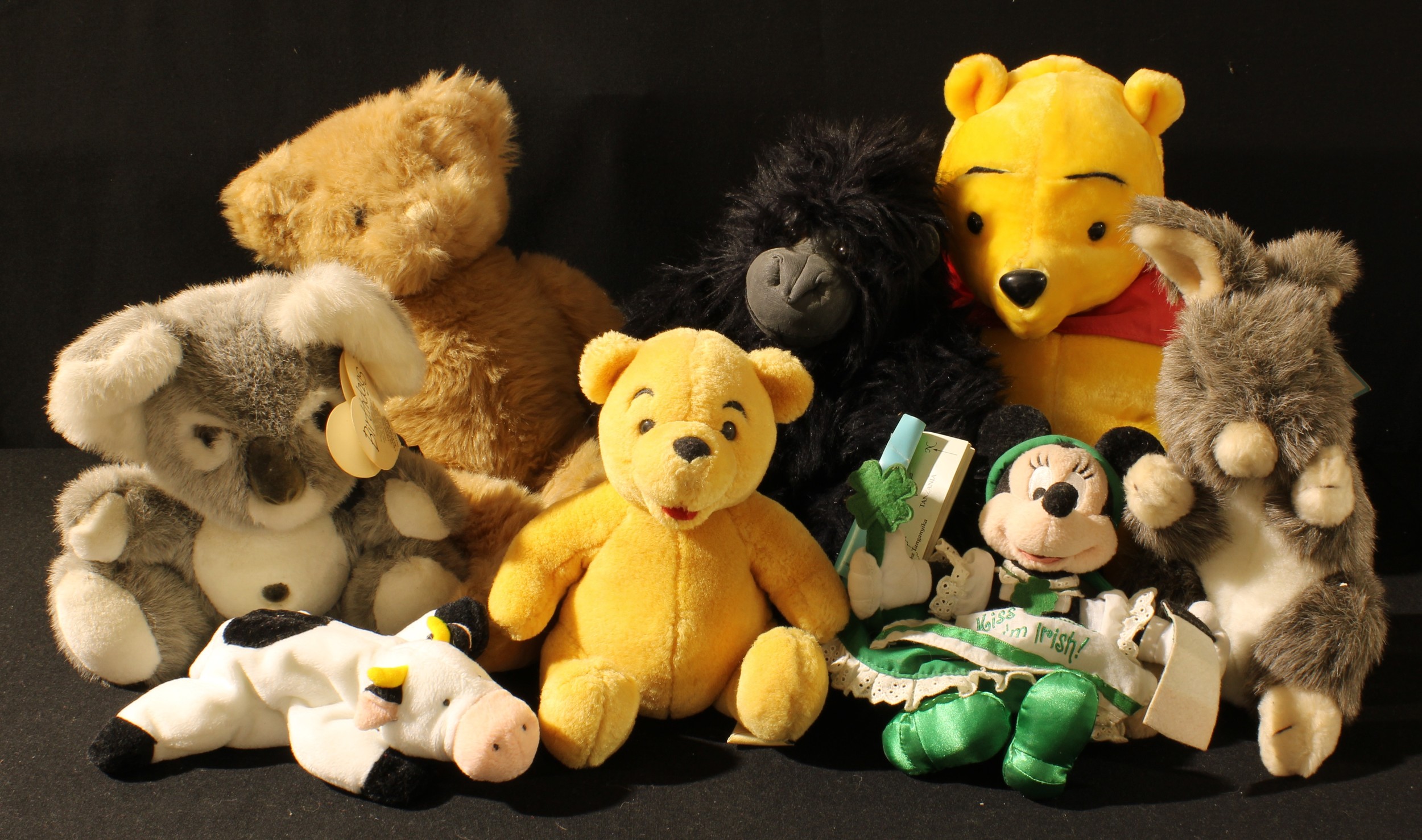 Toys and Juvenalia - a Dian Fossey's Digit Fund plush toy gorilla; other plush toys including Minnie