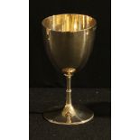 A Victorian silver goblet, knopped beaded stem and foot, 13cm, Birmingham 1869, 134g