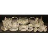 Glassware - a pair of large cut glass baskets, approx 24cm high; other cut glass including vases,