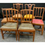 A pair of 19th mahogany dining chairs, arched backs, vertical splats, drop-in seats, c.1840; an