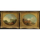 English School (18th/19th century) A pair, Farmers and their Cattle, each within a landscape one