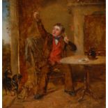 J**Holmes (19th century), 'The Invitation', signed, inscribed to verso, oil on panel, 30cm x 27.5cm.