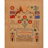 A 20th century needlework sampler, for the Coronation of George VI, embroidered with the G R cipher,