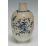 A Worcester Mansfield pattern ovoid tea canister, decorated with scrolling foliage, 15cm high,