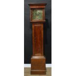 A George III oak longcase clock, 30.5cm square brass dial inscribed Woolley, Codnor, Roman and