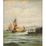 A Lewis (late 19th/early 20th century) Thames Barges, Mouth of the River signed, titled to verso,