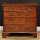 An early George III mahogany chest, rectangular top with moulded edge above four long graduated
