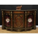 A substantial Victorian gilt metal mounted ebonised and 'Boulle' marquetry credenza, shaped top with