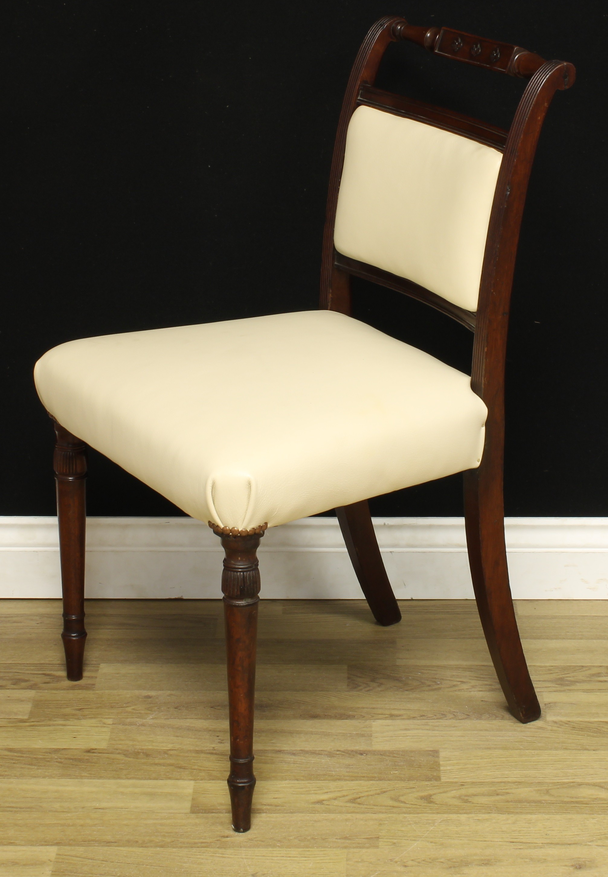 A Scottish Regency mahogany side chair, scroll back, the turned rail centred by a rectangular - Image 3 of 4