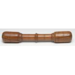 Treen - a large George III turned boxwood pestle, double-ended, 46cm long, c.1800