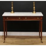 A Sheraton Revival satinwood crossbanded mahogany and marquetry side table, by Edwards & Roberts,