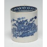 A Seth Pennington Liverpool Two Quail pattern coffee can, printed in underglaze blue, diaper inner-