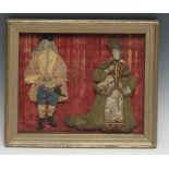 A textile scrap diorama, composed of salvaged sections of garments and depicting a lady and