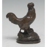 Auguste Cain (1821 - 1894), after, a dark patinated animalier cabinet bronze, of a crested bird,