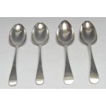 A pair of George III silver serving spoons, Peter & Anne Bateman, London 1796; another pair George