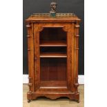 A Victorian walnut and marquetry music room cabinet, hipped rectangular top with shallow gallery