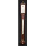 A George III mahogany stick barometer, 9cm rectangular silvered register inscribed William