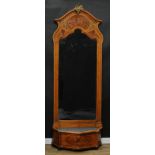 A substantial Belle Époque gilt metal mounted satinwood, walnut and marquetry salle de bal pier