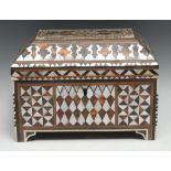 A 19th Century Ottoman Tortoise shell and mother of pearl veneered scribes casket finely decorated