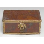 A 19th century French Palais Royal gilt-metal mounted agate table casket, milled 'guilloché' mounts,