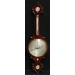 A 19th century mahogany wheel barometer, thermometer and hygrometer, inscribed A Mantegani, Wisbeach