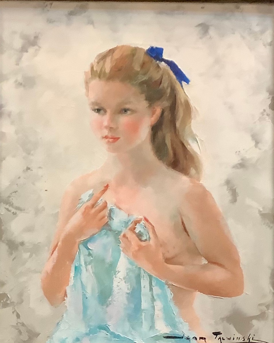 Igor Talwinski (Polish 1907-1983) Young Girl with Towel signed, oil on canvas, 53cm x 44cm