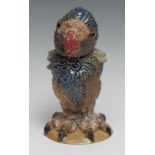 A Burslem Pottery stoneware novelty jar and cover, of a grotesque bird, after the Martin Brothers,