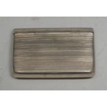 A 19th century Dutch silver book shaped vesta box, reeded in bands, hinged cover, striker to