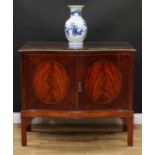 A Chippendale Revival mahogany serpentine side cabinet, gadrooned top above a pair of rectangular