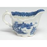 A Caughley Low Chelsea ewer, printed with the Fisherman and Cormorant pattern, 11cm wide, c. 1780-90