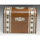 A 19th century roswood domed rectangular cigar box, hinged cover enclosing provision for fifty