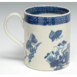 A Worcester Parrot Pecking Fruit patter porter mug, cell border to exterior and interior, 13.5cm