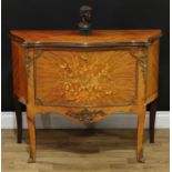 A Louis XV style gilt metal mounted kingwood and marquetry serpentine low commode, crossbanded