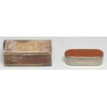 A George III Old Sheffield Plate and orange aventurine rounded rectangular snuff box, quite plain,