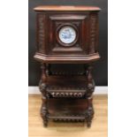 An unusual 19th century Flemish room centre cabinet on stand, moulded chamfered square top above a