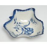 A Worcester leaf shaped pickle dish, painted with the Gilliflower pattern, c. 1770 -75