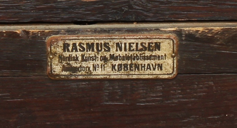 An Arts & Crafts period oak library side table, by Rasmus Nielsen, the bookcase superstructure - Image 7 of 7