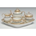 A fine Royal Worcester cabaret set, in 18th century Sevres style, decorated with bands of