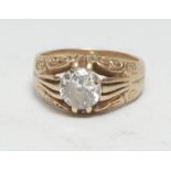 A diamond solitaire ring, round brilliant cut diamond measuring approx 7.39mm x 7.44mm x 4.03mm,