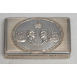 A George VI silver rounded rectangular castle top snuff box, commemorative of the 1937 Coronation,