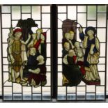 Andrew Stoddart (1876-1941) - a pair of Arts & Crafts stained glass figural panels, Saint Paul the