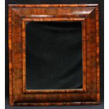 A William and Mary oyster veneer rectangular cushion mirror or looking glass, 77.5cm high, 68.5cm