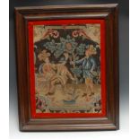 A Continental gros and petit point picture, depicting allegorical figures served at a table, 47.