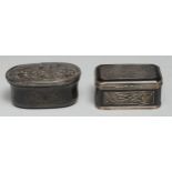 An 18th century canted rectangular silver filigree and tortoiseshell snuff box, hinged cover,