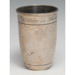 A Danish silver beaker, planished, 10cm high, Aug. Hahn, Copenhagen c.1915