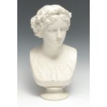 A Copeland Parian bust, May Queen, modelled by Joseph Durham (1814-1877), Published April 1, 1868 [